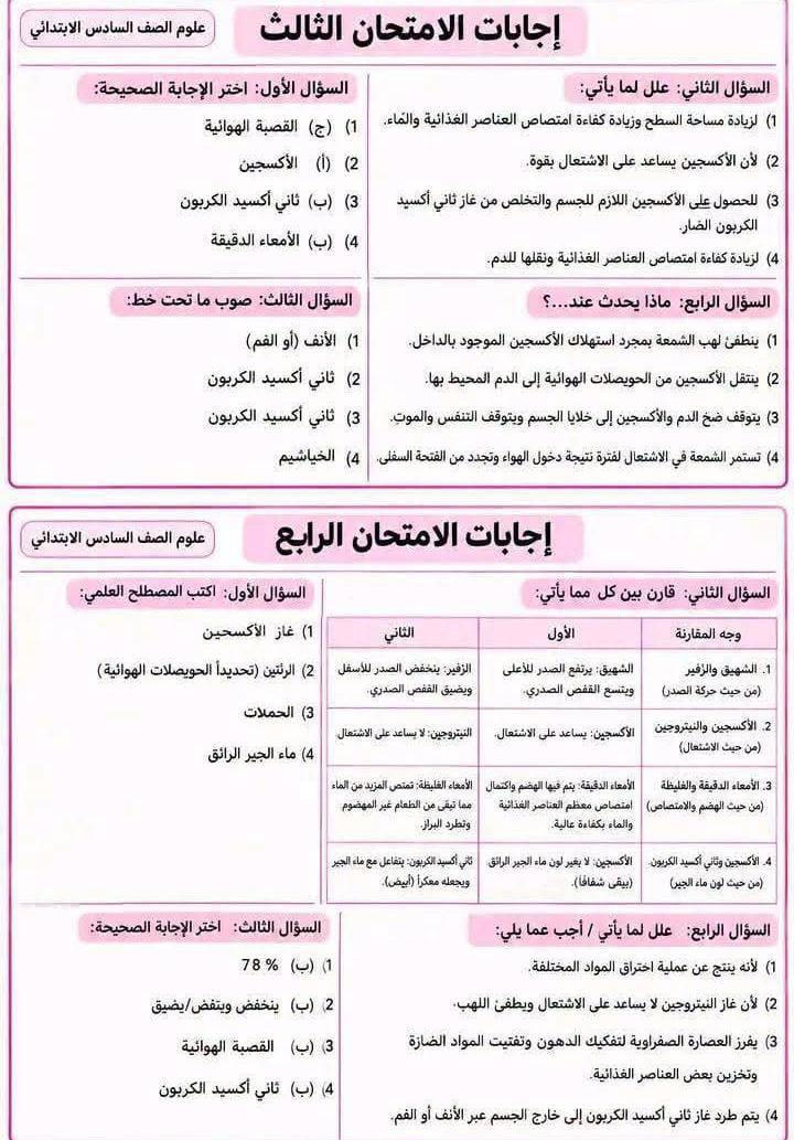 مراجعة علوم سادسه5 مراجعة علوم سادسه5